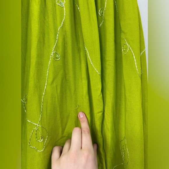 Iland Planet Miami Beach Elegant Green Embroidered Dress Straps Beach Size S/M? - Picture 12 of 16